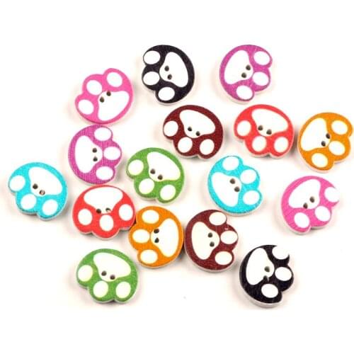 LF 50Pcs Mixed Wood Foot 16mm Sewing Buttons For Cloth Needlework Flatback Scrapbooking Crafts Decorative Diy Accessories