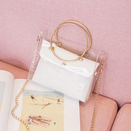 2020 Design Luxury Handbag Women Transparent Bucket Bag Clear PVC Jelly Small Shoulder Bag Female Chain Crossbody Messenger Bags