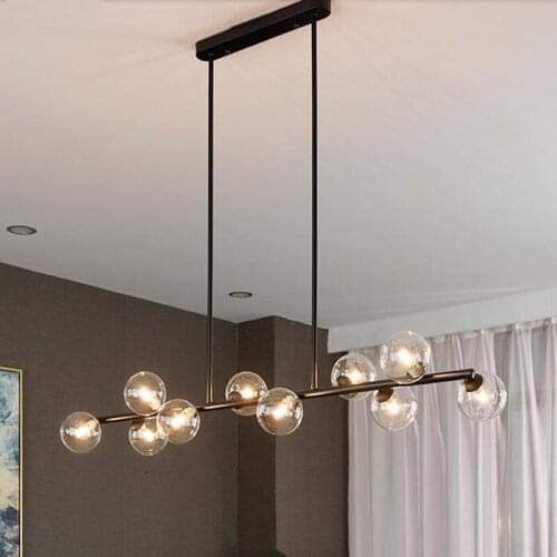 Nordic Modern Simple Bubble Ball Long Strip Chandeliers Minimalist Creative Hanging Lights Magic Bean Iron Art Restaurant Lamp