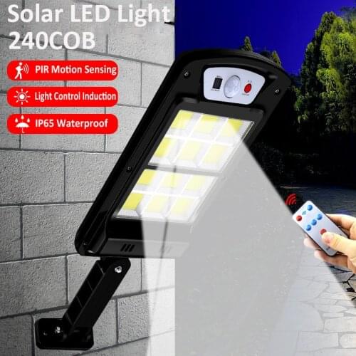 240COB Solar LED Light PIR Motion Sensing Waterproof Smart Remote Control Lamp Outdoor Street Garden Security Wall Light Camping