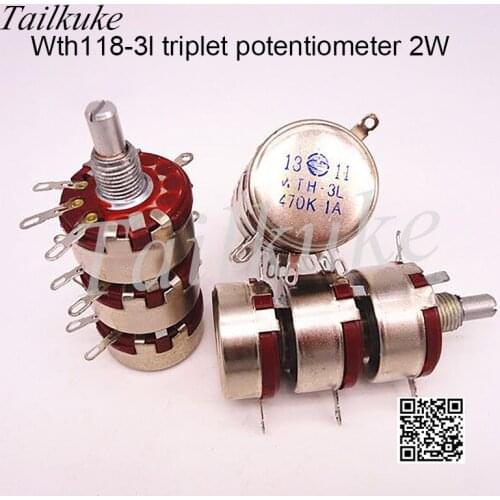 WTH118 triple potentiometer WTH-3L carbon film potentiometer 100K 220K 470K 1M 10K 22K