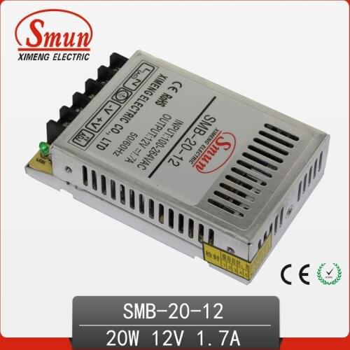 20W Ultra Thin Type Single Output Switching Mode Power Supply 12V 1.7A AC-DC Slim Led Driver SMB-20-12