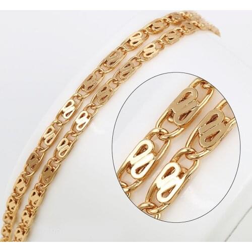 XP Jewelry --( 60 cm x 2.5 mm ) Thin Gold Plated 18 k Chain Necklaces for Women Men Gold Color 18 k Fashion Jewelry