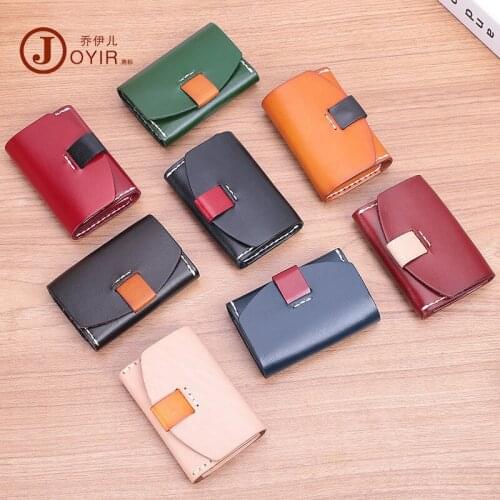 Women Business Card Holder Coin Pocket Unisex Card Case Zipper Coin Purse Genuine Leather Credit Card Holder