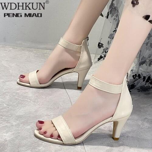 2021 HOT Summer Sandals Women Sandals High Heels Peep Toe Buckle Strap Zipper Zapatos Transparentes De Mujer Sadalias Femininas