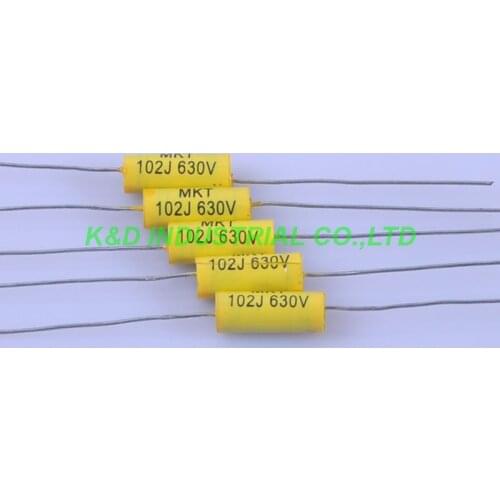 10pcs Tubular MKT Poly Capacitor Axial 0.001uf 102 630V for Guitar