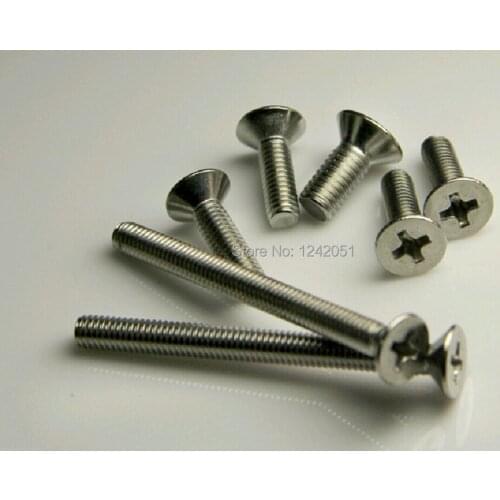 100pcs Metric M3*16mm 304 Stainless Steel Cross Recessed Phillips Flat Head Screws