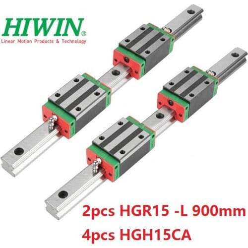 2pcs 100% original Hiwin rail HGR15 -L 900mm +4pcs HGH15CA linear blocks for cnc