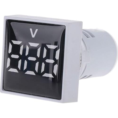 22mm Square Voltmeter AC 20-500V Voltage Indicator LED Light Volt Panel Meter