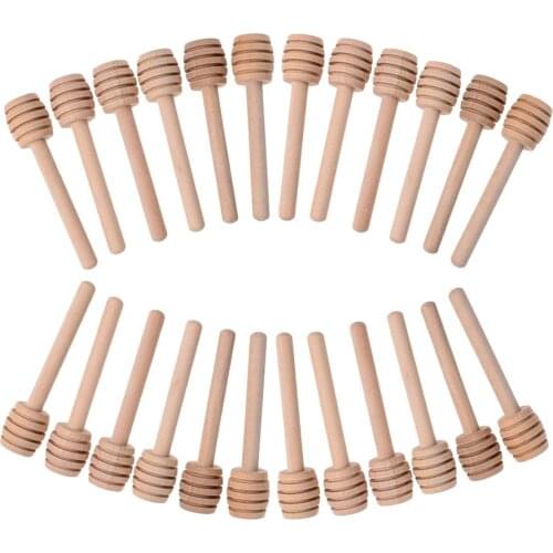 24PCS Wooden Stirrers Honey Dipper Mini Wood Honey Spoon Stick for Honey Jar Stick Collect Coffee Milk Tea Stirring Sticks Spoon