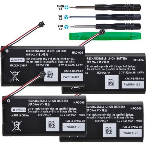4x Li-Polymer High-Capacity Replacement Batteries for Nintendo Switch Controller, HAC-015, fits Nintendo HAC-006, HAC-BPJPA-C0