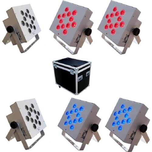 6pcs with charging flycase disco par led 64 10w 12w 15w 12 leds black or white color dj par battery wireless uplight stage par64