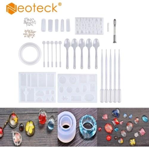 Neoteck 77pcs Silicone Resin Mould Tools For DIY Making Jewelry Necklace Pendant Gift flexible Silicone resin molds