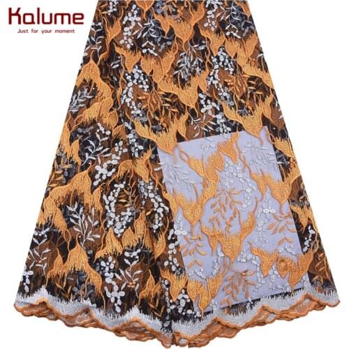 Kalume Beads African Dry Lace Fabric Embroidery French Mesh Lace Fabric With Stones Nigerian Tulle Lace Fabric For Party F2056