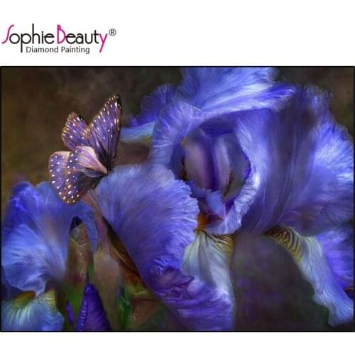 New 3D DIY Diamond Painting Cross Stitch Beauty Blue Butterfly Flower Crystal Embroidery Animal Full Resin Mosaic Craft Arts