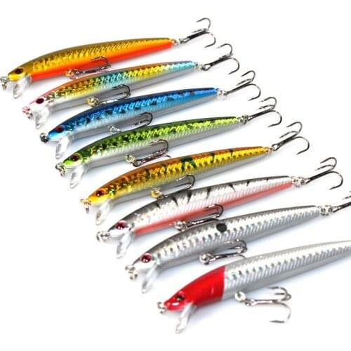 ANZHENJI 2017 10cm/8.5g hard bait Artifical Fishing Lure set China Minnow with fishing hooks fishing tackle Lure 3D eyes peche