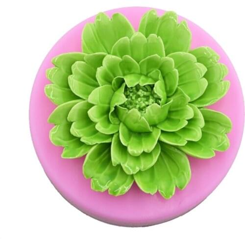 Big Size 3D Peony shaped fondant cake decorating Silicone Mould DIY Baking Tool flower handmade soap mold