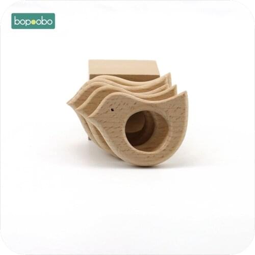 Bopoobo Wooden Bird Baby Teether 1pc Chew Beech Wooden DIY Jewelry Teething Accessories Nursing Bracelet Baby Teether