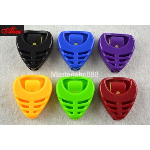 6pcs Colored Alice A010B Plastic Heart Shaped Guitar Picks Case Holder Stick Adhesive Back