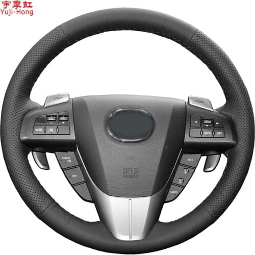 Yuji-Hong Artificial Leather Car Steering Covers Case for MAZDA 3 2011-2015 CX-7 CX-9 Mazda 5 2011-2013 Hand-stitched Cover