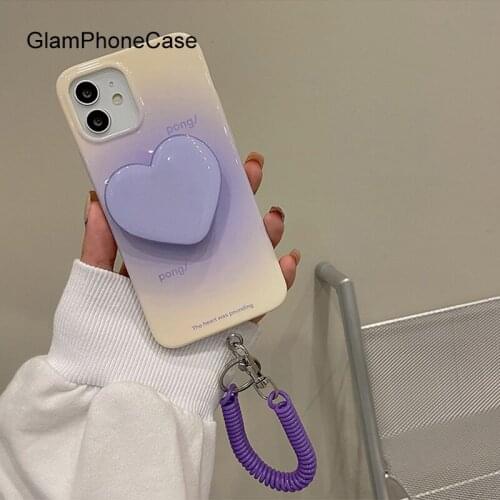 GlamPhoneCase Gradient love bracket chain Phone Case For iPhone12Pro/max 11Pro/Max XS Max XR Soft Silicone Cover For iPhone11 7p