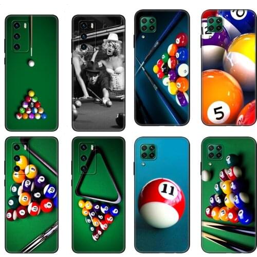 Black tpu Case For Huawei P30 Lite P30 Pro P40 Case For Huawei P40 LITE E P Smart Case billiard ball sports Gentlemanly Printing