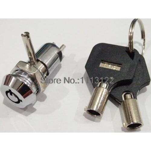 Zinc Alloy 4 Pins Small Switch Lock with Plastic cover Key 12MM mini Dual Functioned Electronic Switch Lock for Car-DVD Case 1pc