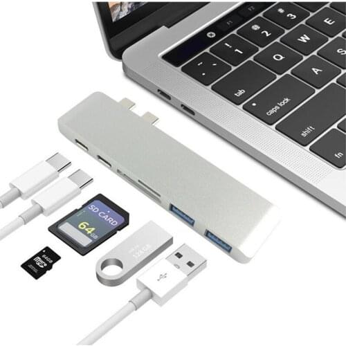 CN-KESI 6-port dual-port type c to 2 * USB + PD + type c + SD + TF card reader USB-C HUB expansion hub Apple MacBook Pro Air