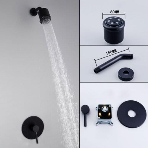 Bathroom Shower Set In-Wall Copper Matte Black Shower Head Concealed Shower Set Shower Nozzle Bath Spray Rainfall Shower Head