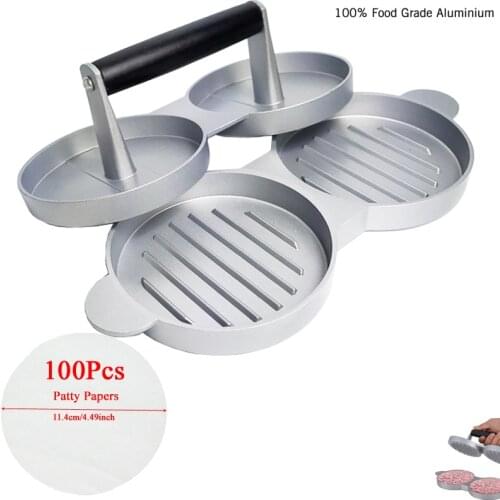 1 Set Round Shape Double Hamburger Press Aluminum Alloy 12 cm Hamburger Meat Beef Grill Burger Press Patty Maker Mold