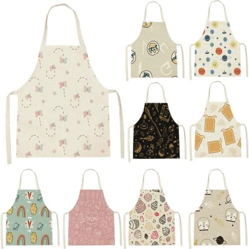 Apron Kitchen Plant Print Apron for Adult Plant Pattern Kids Apron Cleaning Tools 55-68cm Apron Custom Logo Bbq Apron Tablier