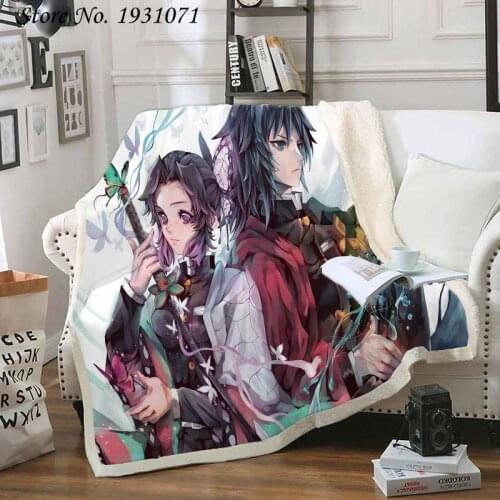 Demon Slayer Anime 3D Printed Fleece Blanket for Beds Thick Quilt Fashion Bedspread Sherpa Throw Blanket Adults Kids 13