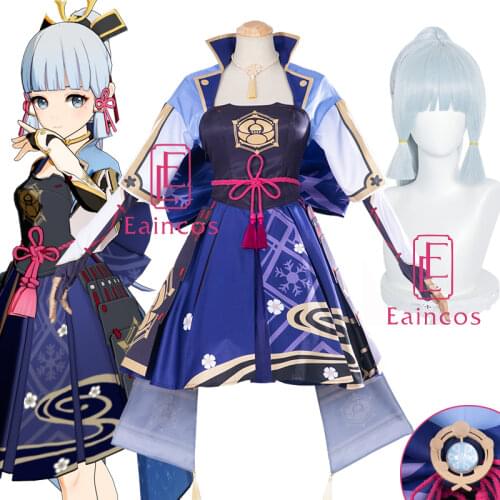 Genshin Impact Kamisato Ayaka Cosplay Costume Game Halloween Party Dress Outfit Women Customize Uniform