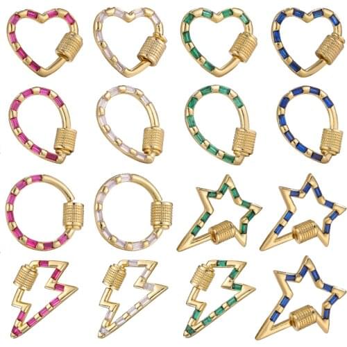 Juya Handmade Gold Rainbow Decorative Carabiner Screw Lock Clasps Accessories For DIY Fashion Pendant Mesh Chains Jewelry Making