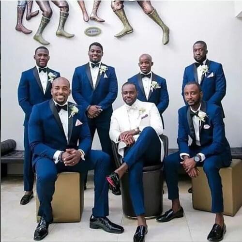 High quality Blue groom suits wear tailored suits Wedding Best Men fit slim party business suite 2-piece terno masculino