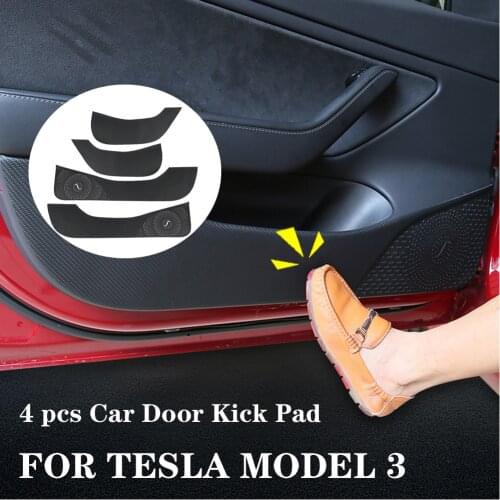 Car Door Leather Anti Kick Carbon Fiber Protective Cover Auto Door Anti-kick Anti-dirty Pad Sticker For Tesla Model 3 Decoration
