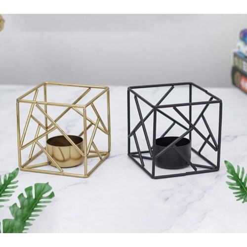 Creative Iron Art Candlestick Nordic Retro Style Geometric Home Small Furnishings Decorative Tea Light Candle Holder