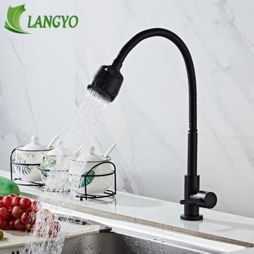 Free Rotation Black Solid Stainless Steel Kitchen Single Cold Water Kitchen Faucet Single Hole Kitchen Faucet Torneira Cozinha