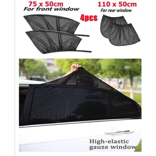 4 Pack Summer UV Protection Car Front Rear Side Window Sun Shade Anti-mosquito Car Sunshade Net Mesh Curtain Protector Sunshade
