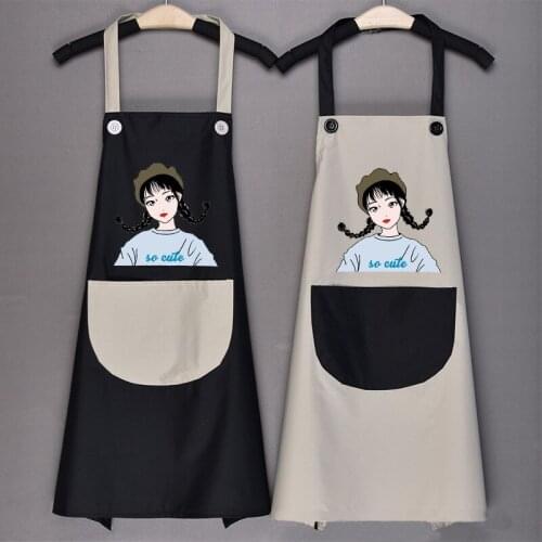 Woman Adult Bibs Overalls Hanging Neck Waterproof Polyester Apron Cooking Baking Coffee Shop Cleaning Aprons Kitchen Accessory