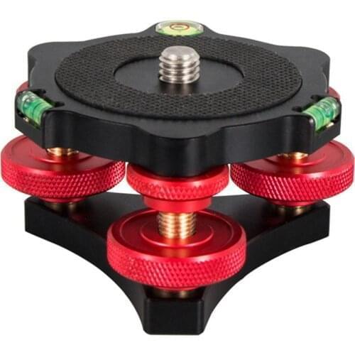 LP-64 Camera Tripod Head Leveling Base Tri-wheel Precision Leveler w/ Bubble Level 3/8" Screw Aluminum Alloy Load 15kg