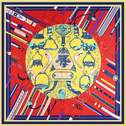 Fashion Luxury Brand Silk Scarf Women Unicorn horse Print Square Towel Scarf Soft Twill 100% Silk Spring Shawl 130x130cm