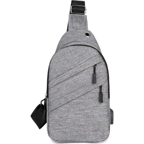 Hot Selling Outdoor Men Crossbody Bag Canvas Large Capacity Casual Shoulder Bag with USB Charge Hole