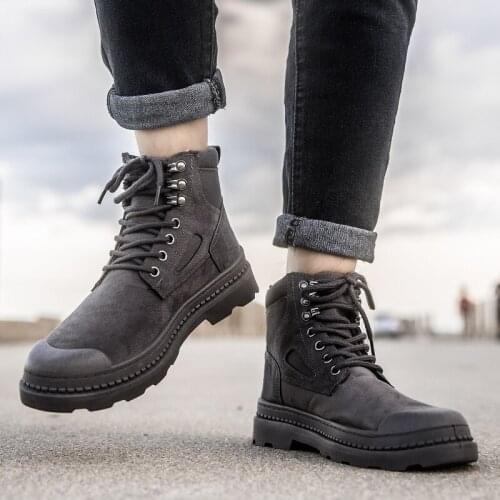 2021 Autumn Mens Boots Ankle Desert Boots Male Lace-up Anti-slip Cowboy Boots Man Skateboarding Shoes Outdoor Men Hiking Shoes