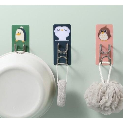 Cartoon Animal Stainless Steel Sink Hook Kitchen Bathroom Free Punching Seamless Hook Wall Mounted Sink Storage Rack New