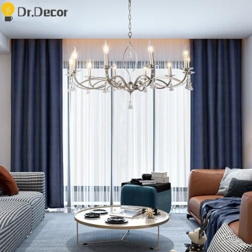 Nordic Vintage Crystal Chandelier Lighting American Retro Bedroom Ceiling Chandeliers Lamp Candle Living Room Dining Room Decor