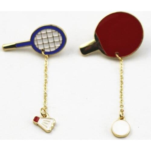 New European and American enamel badminton table tennis racket fashion Couple brooch collar needle badge Holiday gift