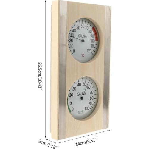 2021 New Wood Material Temperature and Moisture Gauge Wall Mounted Sauna Room Hygrothermograph for Indoor Measurement and
