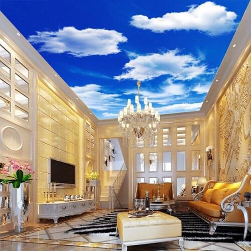 Wallpapers Youman Custom Wall Murals Painting Blue Sky And White Clouds Ceiling Modern Designs 3D Ceiling Wall Mural Wallpaper