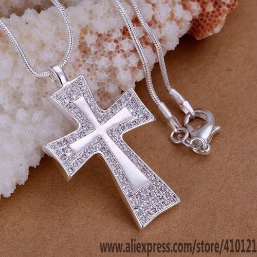 P240_2 Free Shipping Silver Plated Fine Jewelry,Wholesale Sterling-Sterling-Silver Charms Fashion Insets Square Cross Pendants
